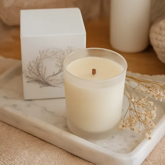 Soy candle: photo generated by ListifyAI (spa-style scene)